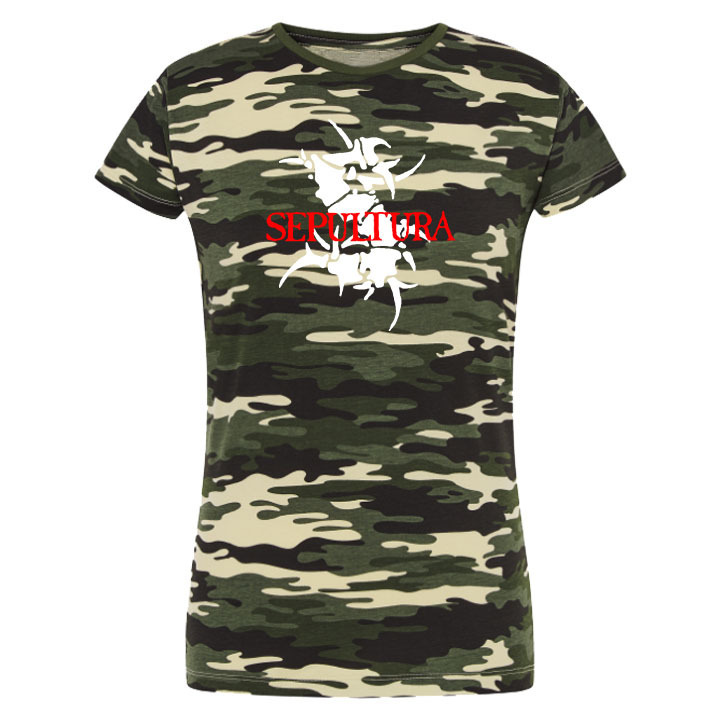 Camiseta de camuflaje corta mujer - Sepultura - 90´S (030)