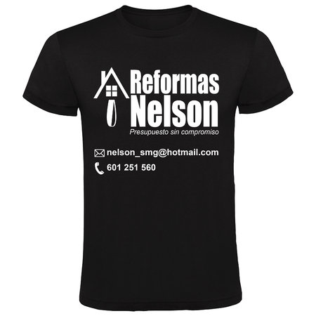 Camiseta de manga corta serigrafiada con diseño personalizado para la empresa ''Reformas Nelson''.\\n\\n10/07/2020 13:25